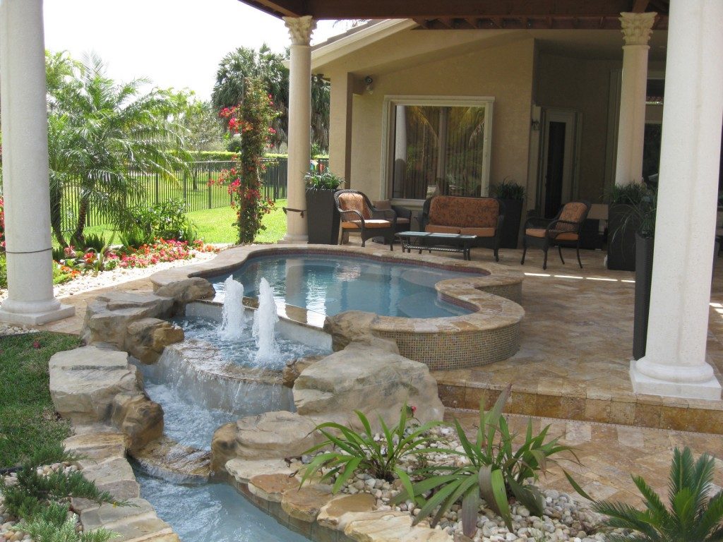 Custom spa with water fountains